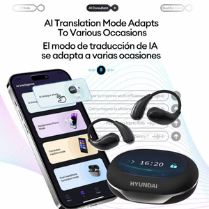 HYUNDAI <span class=keywords><strong>OpenAir</strong></span> Pro Auriculares Inalámbricos TWS con Traductor IA y Pantalla Táctil para Traducción Inteligente en Múltiples Idiomas - Product Image 3