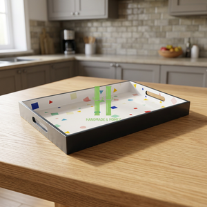 Nuevo Producto: Bandeja de Servicio Rectangular con Asas, Decoración Otomana, Bandeja de Vanidad para Desayuno, Bebidas, Cocina, Comedor, Sala de Estar - Product Image 1