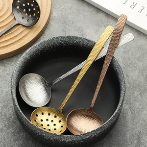 Cuchara de acero inoxidable martillado Shinyjh 304, cuchara coladora para servir sopa, utensilio de cocina - Product Image 3