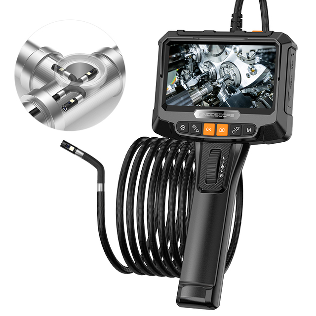 Two-Way S10 Articulating Borescope Light 5 Inch IPS Endoscope Inspection Camera Articulation Head Mechanics Fiber Analog Camera
