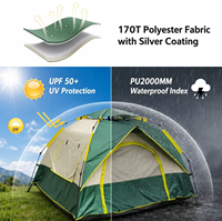 Carpa de Camping Impermeable para Todo Clima, Fácil de Instalar en un Segundo, con Dos Ventanas, Tipo Pop-Up, para Senderismo y Camping, Venta al Por Mayor