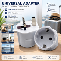 Adaptateur de voyage universel Selamp Schuko européen vers UK, 13A 250V 3250W, en PC ignifuge, avec fusible, type F/G, prise universelle blanche IP20