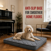 Matelas orthopédique antidérapant pour chien, gris, matelassé, avec housse imperméable pour parquet