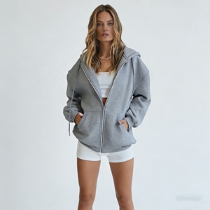 Sudadera con Capucha y Cremallera Informal de Moda para Mujer, Chaqueta Estilo Novio Básica de Otoño Invierno con Logotipo Frontal, Diseño Personalizado ODM - Product Image 3