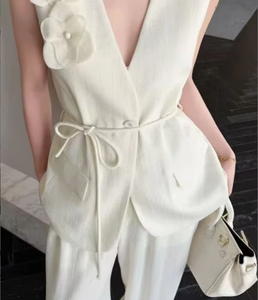 Elegante Conjunto de Dos Piezas <span class=keywords><strong>para</strong></span> <span class=keywords><strong>Mujer</strong></span> de <span class=keywords><strong>Oficina</strong></span>, Primavera, Antiarrugas, 100% Poliéster, Chaleco sin Mangas, Pantalones Largos, Moda <span class=keywords><strong>para</strong></span> el Trabajo - Product Image 2