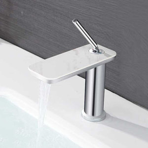 Grifo de lavabo monomando de cobre para baño, grifería de lavabo elevada para grifo de agua fría y caliente, ideal para hoteles y hogares. - Product Image 5