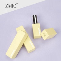 Étui à rouge à lèvres carré mat jaune 3-5g, tube à rouge à lèvres avec coupelle intérieure argentée 21mm, conteneur magnétique pour baume à lèvres, tubes vides pour baume à lèvres