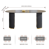 Table à manger en marbre naturel moderne de luxe, pieds en métal, forme rectangulaire, 6 places, imperméable, écologique, meubles pour la maison, sans assemblage