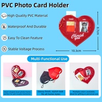 Tempat Kartu Foto KPop PVC Custom, Penahan Kartu Kredit & Gantungan Kunci Tempat Kartu Foto Tanpa Penutup, Bingkai Foto Bentuk Hati Lucu