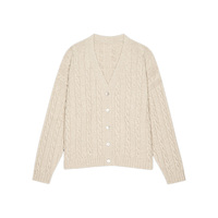 Cardigan en Cachemire Mélangé pour Femme, Col en V, Tricot Câblé, Style Décontracté et Preppy, Couleur Unie, Qualité Supérieure, Vente en Gros