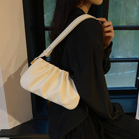 Sac à bandoulière pour femme en PU et polyester, plissé texturé, avec fermeture éclair, sangle unique, design élégant, style nuage, fabrication usine