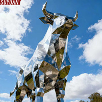 Escultura de Toro de Acero Inoxidable para Decoración de Jardín, Arte Geométrico Tallado, Color Personalizado, Tamaños Personalizados, Superventas