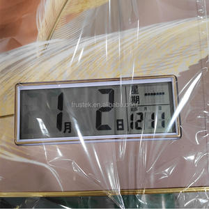 Grande horloge murale rectangulaire silencieuse à quartz, design minimaliste et unique, avec affichage de la date et de la température, alimentée par piles - Product Image 6