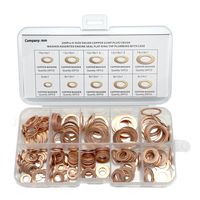 Assortiment de 200 rondelles d'étanchéité en cuivre de 9 tailles (M5, M6, M8, M10, M12, M14, 1mm, 1.5mm) pour bouchon de carter d'huile, avec boîte de rangement en plastique