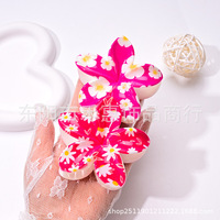 Pince à cheveux frangipanier imprimée UV en plastique de conception de niche transfrontalière accessoire de cheveux en épingle à cheveux florale mignonne fraîche pour enfants en gros