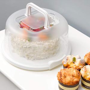 Support à gâteau <span class=keywords><strong>2</strong></span>-en-1 en plastique avec poignée sécurisée et couvercle dôme rond, réutilisable ou jetable pour un transport en toute sécurité - Product Image 5