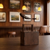 Automate musical cinétique en bois sculpté à la main en forme de narval, objet d'art dynamique, ornement de bureau pour musées, boutiques de cadeaux et espaces commerciaux