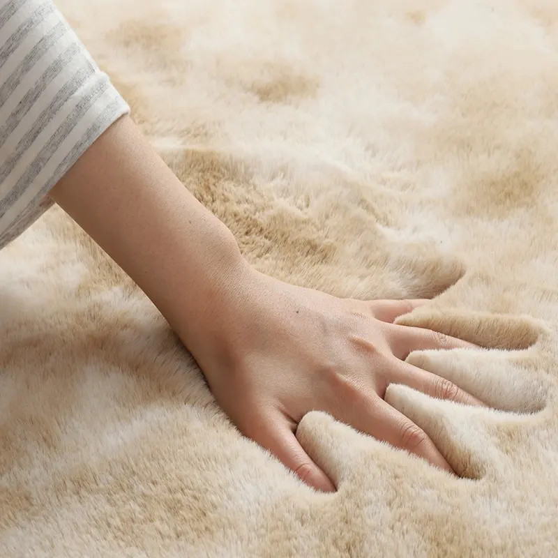 Washable fluffy faux rabbit skin custom plush rabbit fur rug carpet