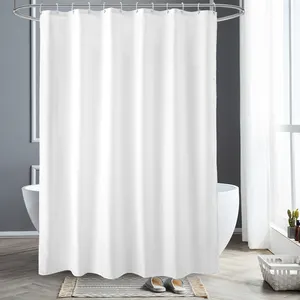 Ready to ship polyester hook shower curtain waterproof pongee shower curtain white