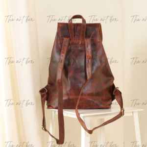 Sac à dos en cuir pleine fleur de grande capacité pour voyages, marque privée, personnalisé, 100% cuir véritable, sac à dos pour ordinateur portable - Product Image 3