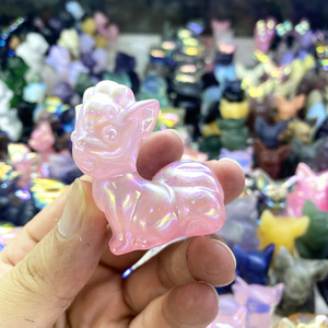 Vente en gros de quartz rose naturel <span class=keywords><strong>Vulpix</strong></span> sculpture cristal pierre de guérison sculptée à la main calcite jaune sculpture pour bricolage artisanat cadeaux - Product Image 4