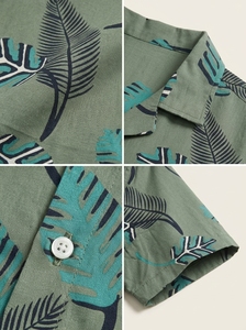 Excellent Cost Men’s 100% Organic Cotton Print Camp Collar Short Sleeve Sustainable Abstract <b>Repeat</b> Pattern OEM Tropical Shirts - Product Image 3