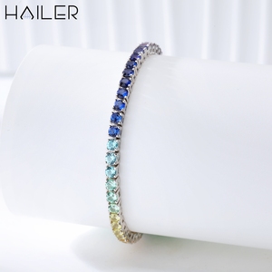 18K White Gold <strong>Bracelet</strong> Round Cut 3 MM Lab <strong>Sapphire</strong> <strong>Bracelet</strong> Fashion Rainbow <strong>Tennis</strong> <strong>Bracelet</strong> Women - Product Image 2