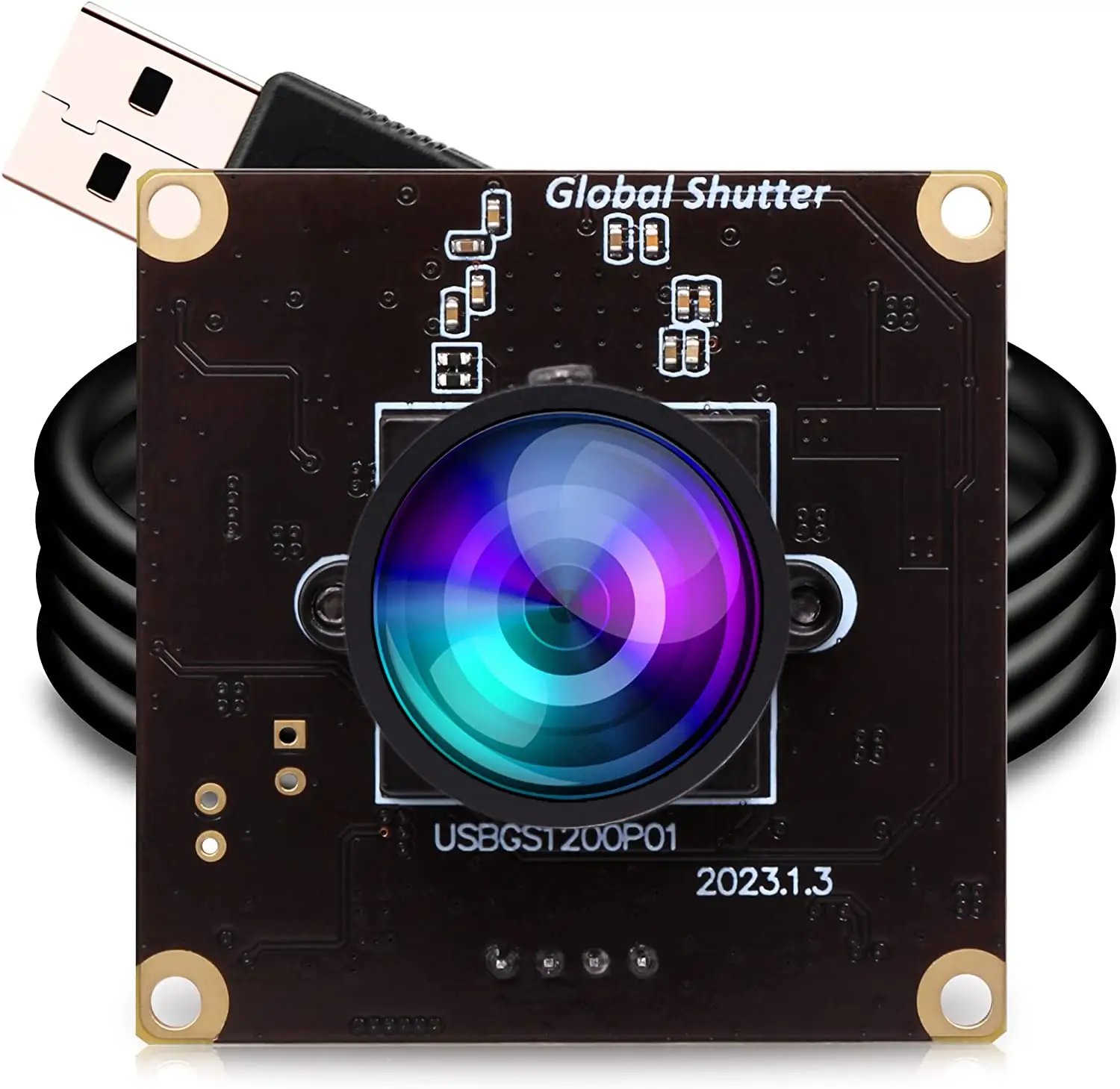 ELP High Speed Global Shutter USB Camera Module with 2.1mm Wide Angle Lens 2MP AR0234 90fps USB Web PC Camera Board for Computer