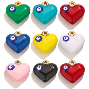 Amuletos de Corazón con Ojo Turco de Esmalte Colorido |   Colgantes de Aro de Acero Inoxidable con Baño de Oro PVD para la Fabricación de Joyería DIY, Collares y Pulseras - Product Image 1