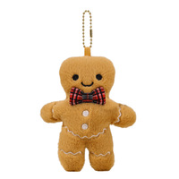 Porte-clés en peluche Bonhomme de pain d'épices en gros, adorable poupée de Noël, pendentif de sac, décoration suspendue pour rétroviseur de voiture, cadeau de vacances, breloque