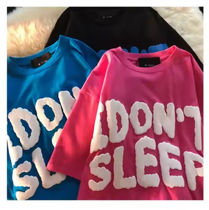 Wholesale Custom 100% Cotton Plain Oversized Tshirt Heavy Weight Custom Foam 3d Logo Men Puff Print Tee T Shirt - Product Image 2