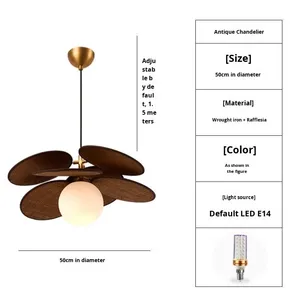 Lustre de Style rétro français du milieu du siècle <span class=keywords><strong>lampe</strong></span> de haricot magique en rotin japonais pour Bar salle à manger maison Restaurant pour chambre étude - Product Image 6