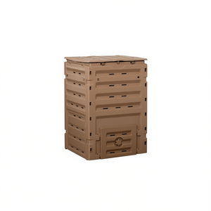 Poubelle à compost de jardin DB Modern 450L, rectangulaire, en PP, structure intégrée, pour extérieur, stockage domestique, poubelle de recyclage, marron - Product Image 1