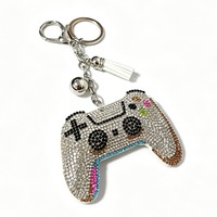 Gantungan kunci gamepad berlian penuh, liontin tas rumbai berlian, gantungan kunci mobil lucu dan kreatif, perhiasan lintas batas