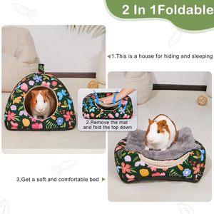 Cama para Cobayas y Hámsteres Hedgeink, Paquete de 2, Escondite para Conejos, Almohadillas Suaves Lavables con Base Antideslizante, Jaula para Animales Pequeños para Erizos - Product Image 3