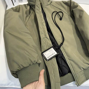 <span class=keywords><strong>Chaqueta</strong></span> Bomber <span class=keywords><strong>Americana</strong></span> Verde <span class=keywords><strong>Militar</strong></span>, Estilo Urbano, Cuello Alto, Relleno de Algodón, <span class=keywords><strong>Chaqueta</strong></span> Corta Gruesa de Invierno para Hombre - Product Image 4