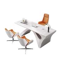 Nouveau modèle de bureau en forme de L, blanc, de luxe, pour PDG, mobilier de bureau, bureau de direction, bureau de direction à domicile, mobilier de bureau de haute technologie