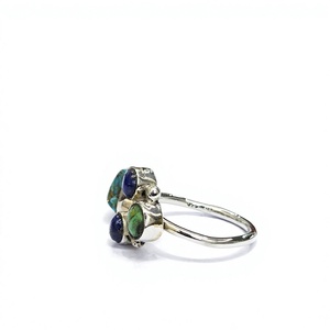 Handmade Turquoise <b>Lapis</b> <b>Lazuli</b> <b>Ring</b> 925 Sterling Silver Square Round Multi Stone Adjustable Band Jewelry - Product Image 3