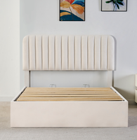 Cadre de lit pleine grandeur avec rangement hydraulique et vérin à gaz, lit plateforme moderne rembourré en velours, mobilier OEM, vente en gros d'usine