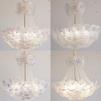 Français Crème Fleurs Forme Design Led Lustre Plafond Chambre Moderne Luxe Éclairage Lustre Salle À Manger