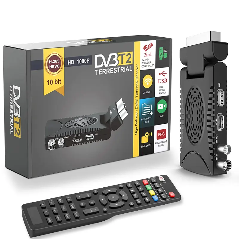 Hộp TV Kỹ Thuật Số Mini DVB T2 2 Trong 1 HD 1080P 10Bit USB Wifi Cho Bộ Giải Mã Media Play DVB T2