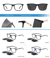 Lunettes de soleil classiques rectangulaires à clipser avec verres polarisés UV400 TAC, monture optique en acétate, vente en gros OEM ODM