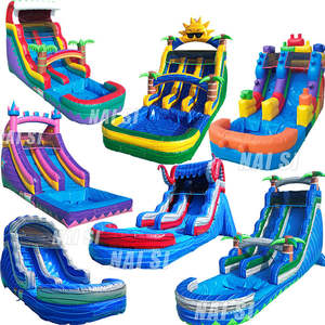 Toboggan aquatique gonflable <span class=keywords><strong>bleu</strong></span> et rouge pour parc aquatique extérieur, château gonflable avec piscine pour fête d'enfants - Product Image 6