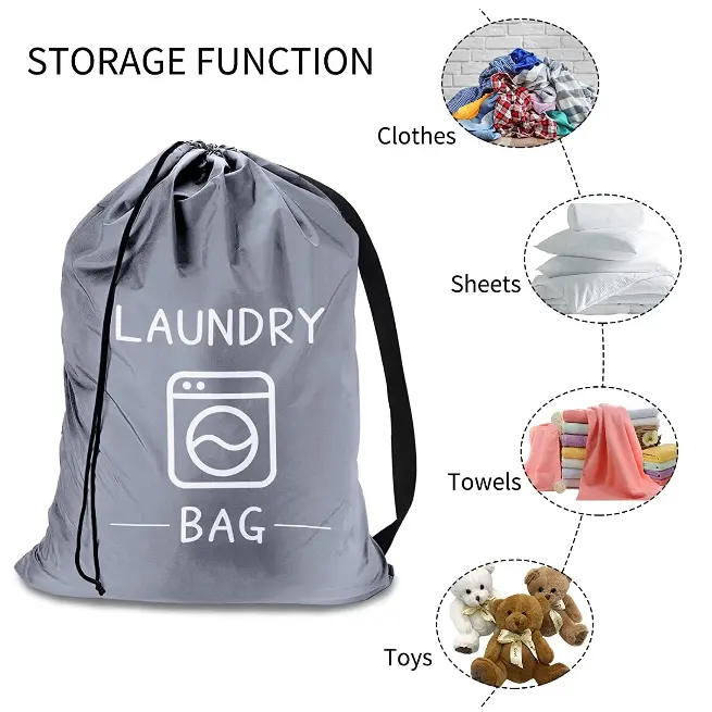 Drawstring Laundry Bag With Strap Heavy Duty Laundry Bags For Dirty Clothes Laundry Hamper Liner Basket