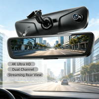 Caméra embarquée 4K avec streaming, rétroviseur intelligent, double canal avant et arrière, enregistreur vidéo de voiture spécifique au véhicule, vente en gros, FCC