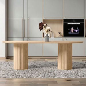 Mesa de comedor de madera maciza nórdica Hanyee, muebles de cocina ovalados con pata <span class=keywords><strong>columnar</strong></span>, mesa de Color de tamaño personalizable para el hogar, Villa - Product Image 6