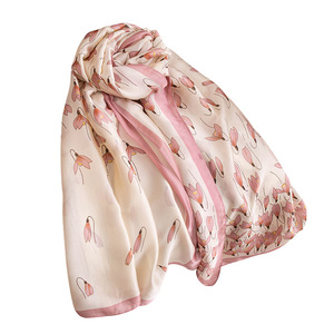 Écharpe longue en <span class=keywords><strong>soie</strong></span> pour femme, nouveau style printemps/automne/hiver, châle fin et élégant, protection solaire, serviette de plage, tour de cou chaud - Product Image 5