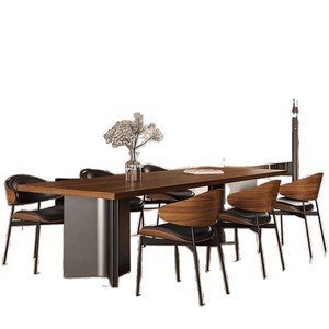 Mesa de <span class=keywords><strong>Comedor</strong></span> Minimalista de <span class=keywords><strong>Estilo</strong></span> Nórdico en Nogal, Mesa de Piedra Sinterizada de Lujo para <span class=keywords><strong>Comedor</strong></span>, Apta para Comedores y Banquetes - Product Image 2
