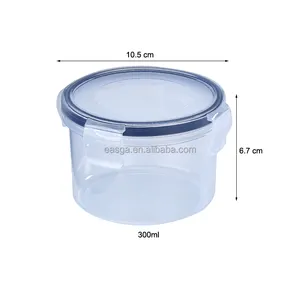 Fsc300b Voedselopslagcontainers Plastic Bpa Gratis Siliconen Food Grade Container 300 Ml Ronde Ps Plastic Container Voor Voedsel