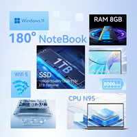 Ordinateur portable de haute qualité OEM neuf de 16,1 pouces avec processeur Intel N95 quadricœur 1,7 GHz, SSD 512 Go, écran IPS 16:10 1920x1200, clavier anglais, caméra, Windows